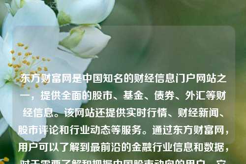 东方财富网是中国知名的财经信息门户网站之一，提供全面的股市、基金、债券、外汇等财经信息。该网站还提供实时行情、财经新闻、股市评论和行业动态等服务。通过东方财富网，用户可以了解到最前沿的金融行业信息和数据，对于需要了解和把握中国股市动向的用户，它是一个非常好的信息获取和分享的平台。同时，它还是其他数字平台的频道服务商或第三方数据中心合作渠道提供商，集许多功服务于一体，持续提高信息服务市场占有率。东方 财富网东方财富网股吧异人之下